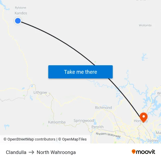 Clandulla to North Wahroonga map