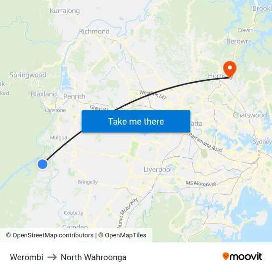 Werombi to North Wahroonga map