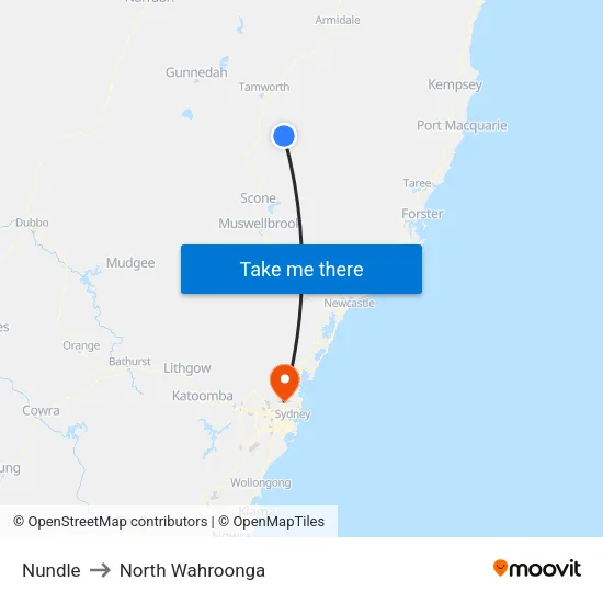 Nundle to North Wahroonga map