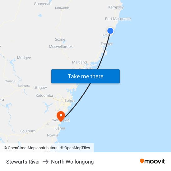 Stewarts River to North Wollongong map