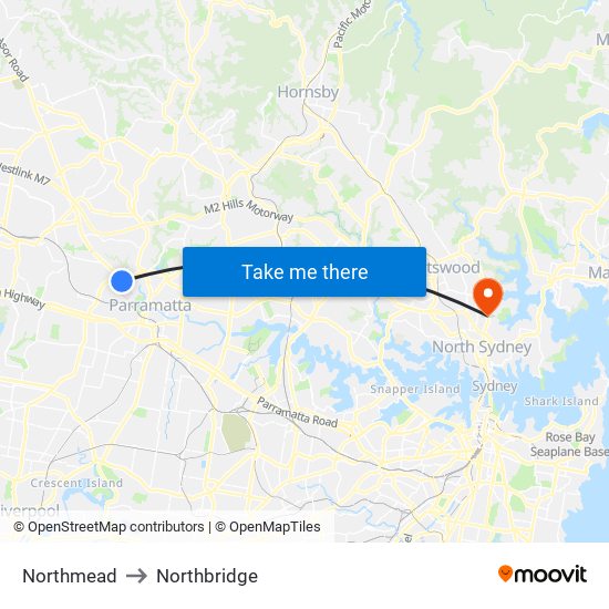 Northmead to Northbridge map