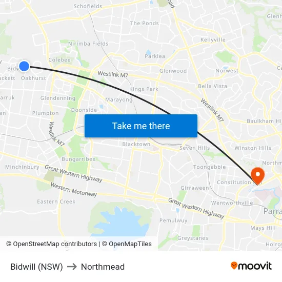 Bidwill (NSW) to Northmead map