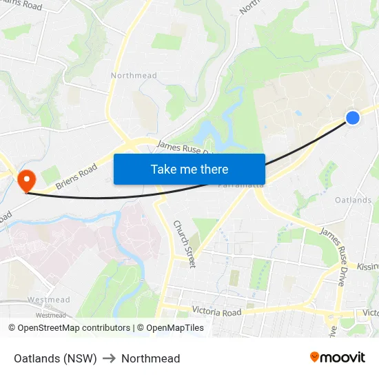 Oatlands (NSW) to Northmead map