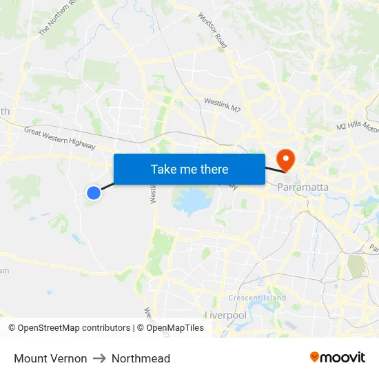 Mount Vernon to Northmead map