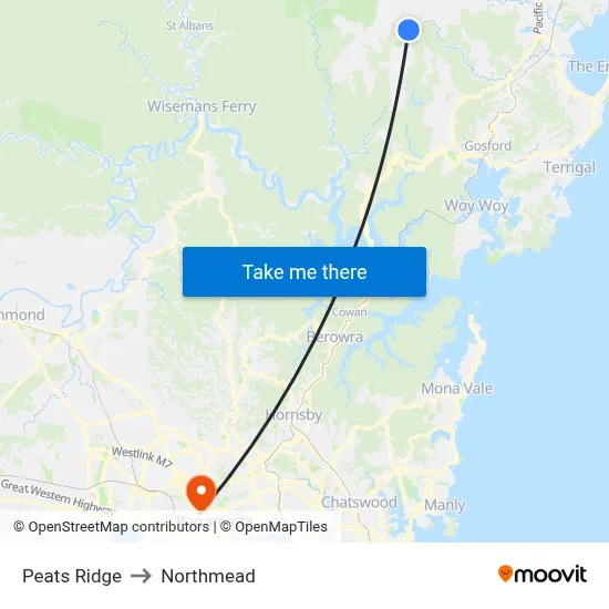Peats Ridge to Northmead map