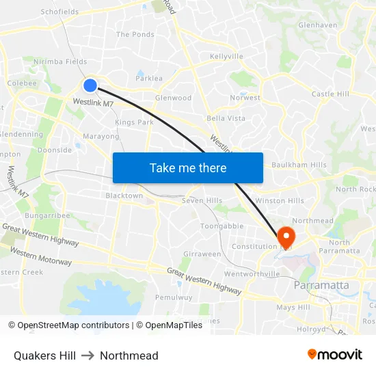 Quakers Hill to Northmead map