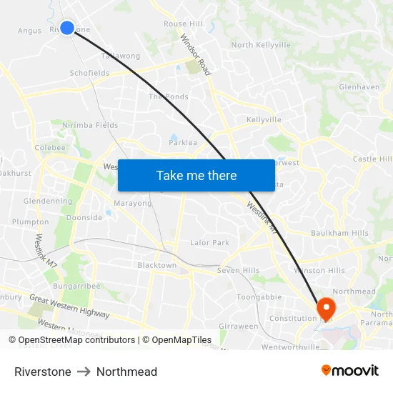 Riverstone to Northmead map