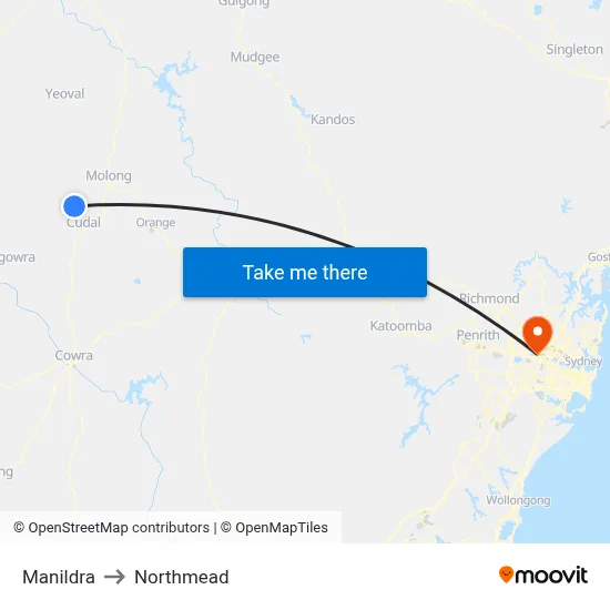 Manildra to Northmead map
