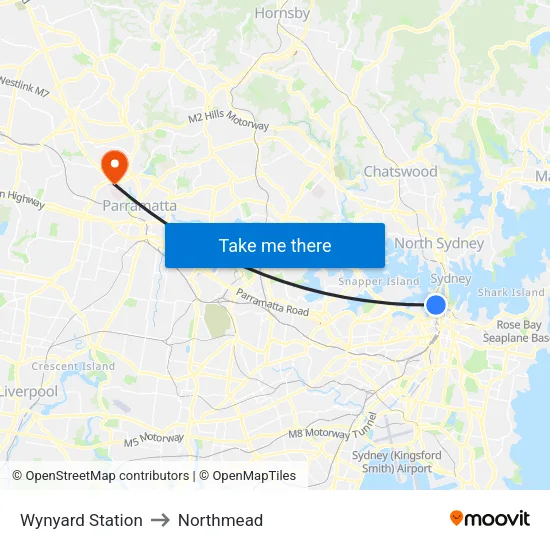 Wynyard Station to Northmead map