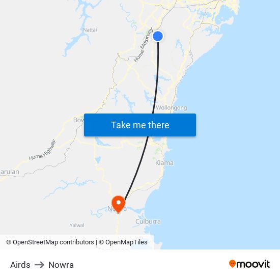 Airds to Nowra map