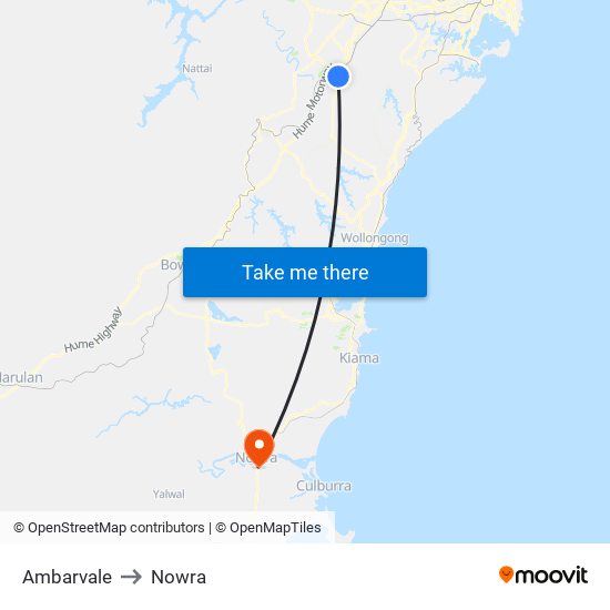 Ambarvale to Nowra map