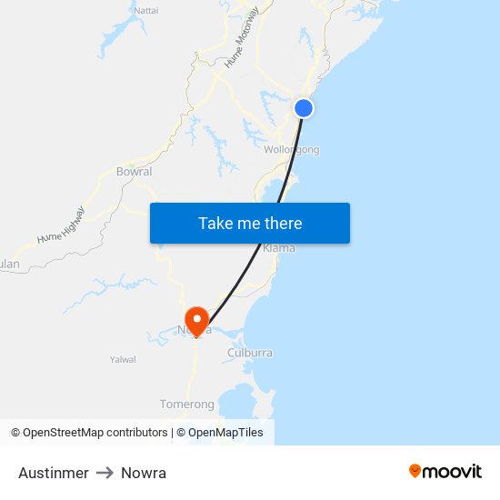 Austinmer to Nowra map