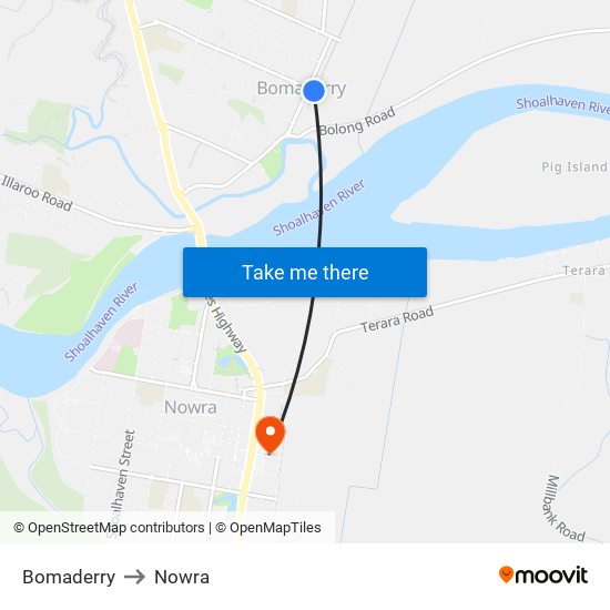 Bomaderry to Nowra map