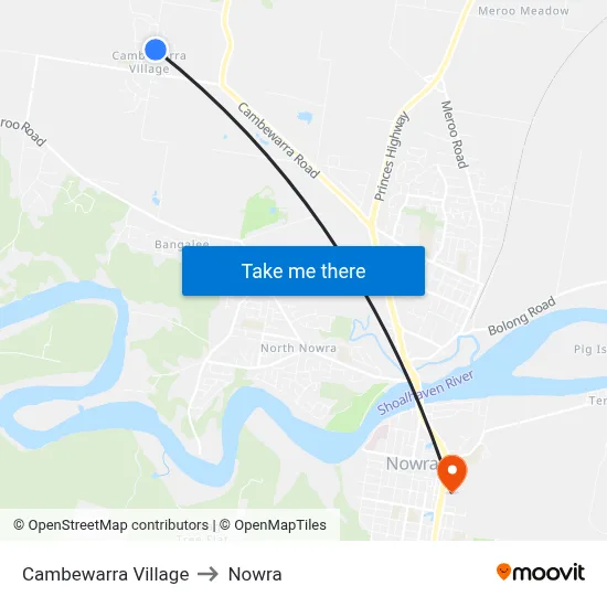 Cambewarra Village to Nowra map