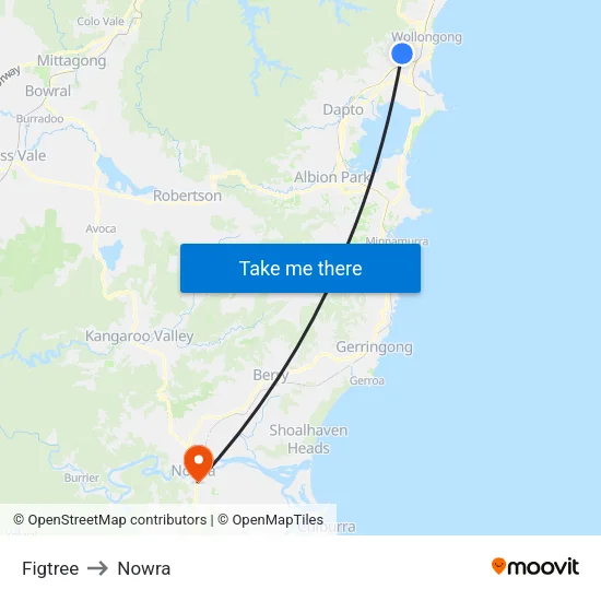 Figtree to Nowra map