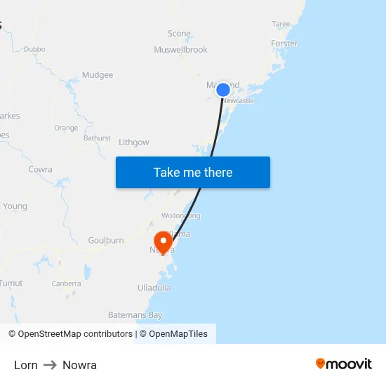 Lorn to Nowra map