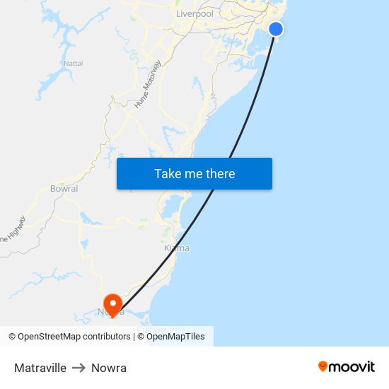 Matraville to Nowra map