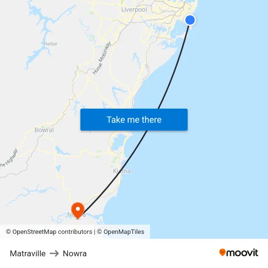 Matraville to Nowra map