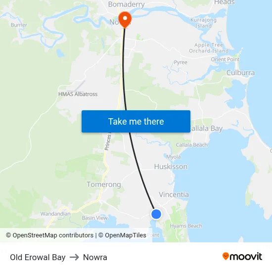 Old Erowal Bay to Nowra map