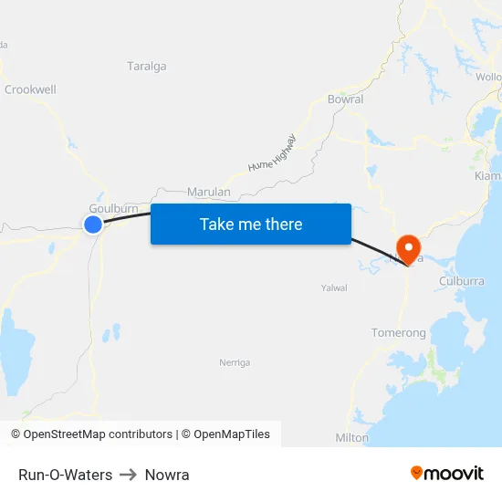 Run-O-Waters to Nowra map