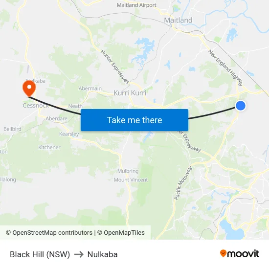 Black Hill (NSW) to Nulkaba map