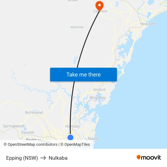 Epping (NSW) to Nulkaba map