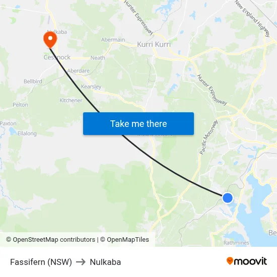 Fassifern (NSW) to Nulkaba map