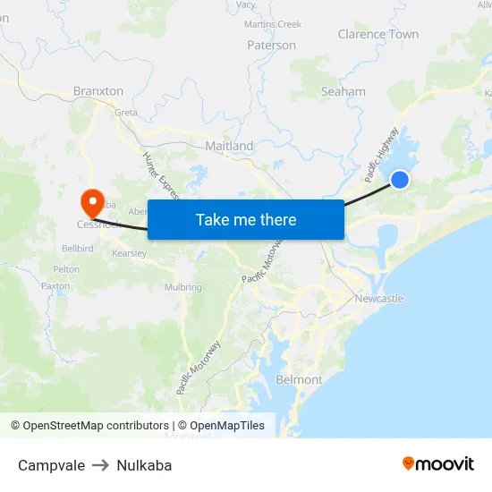 Campvale to Nulkaba map