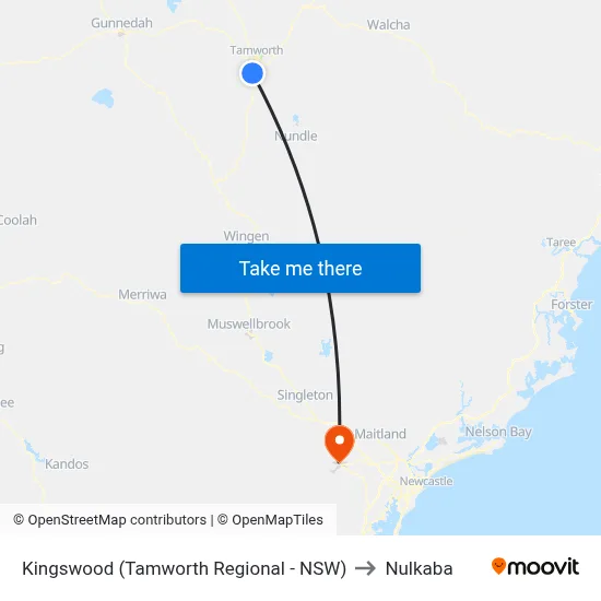 Kingswood (Tamworth Regional - NSW) to Nulkaba map