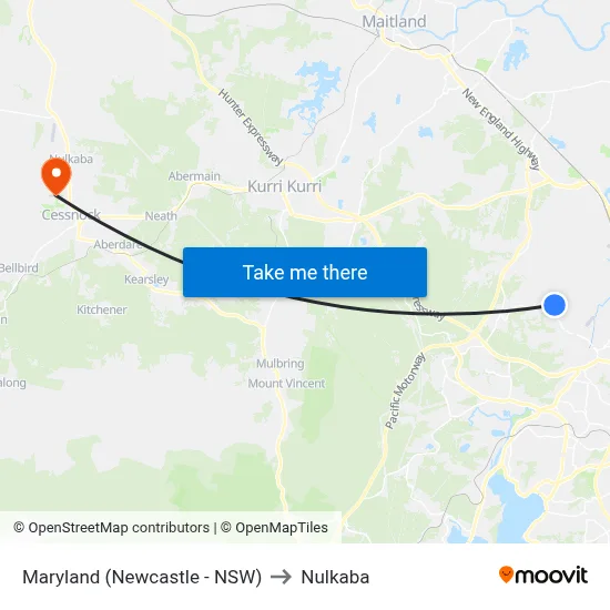 Maryland (Newcastle - NSW) to Nulkaba map