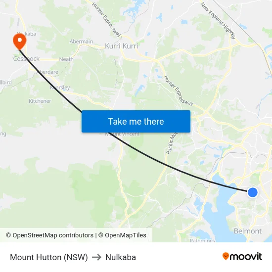 Mount Hutton (NSW) to Nulkaba map