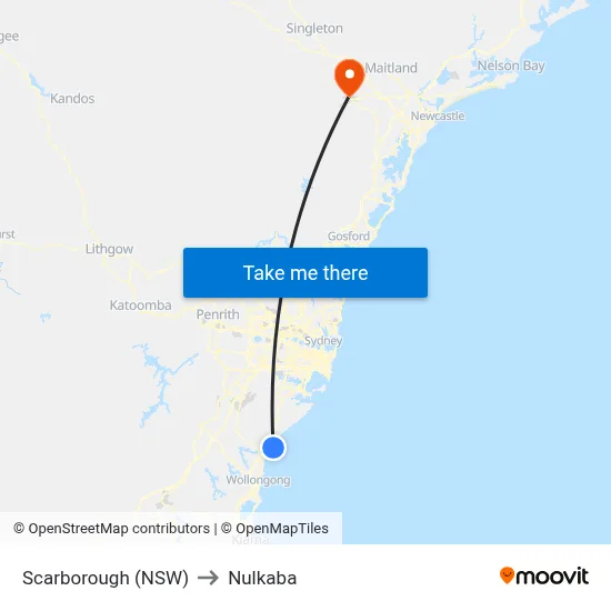 Scarborough (NSW) to Nulkaba map