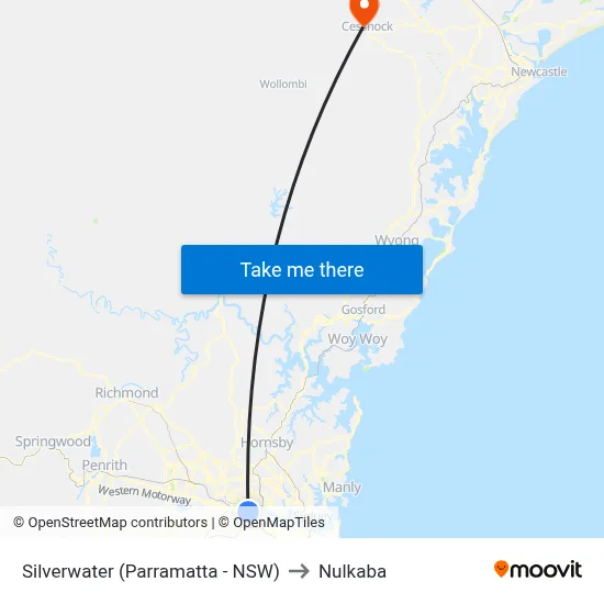 Silverwater (Parramatta - NSW) to Nulkaba map