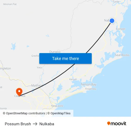Possum Brush to Nulkaba map