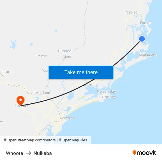 Whoota to Nulkaba map