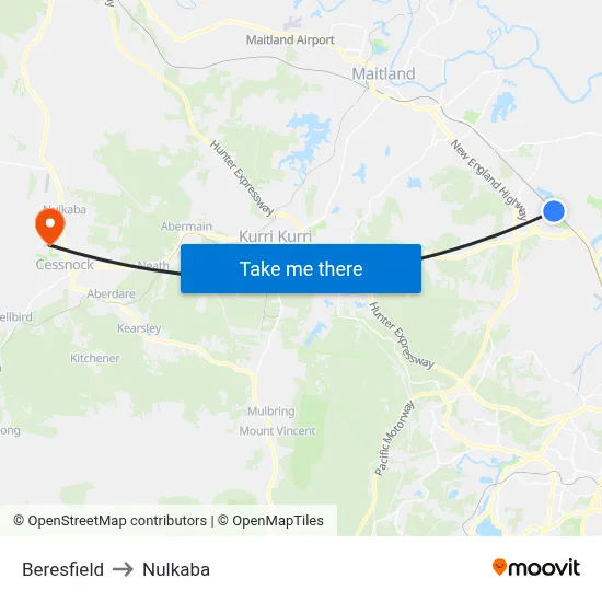 Beresfield to Nulkaba map