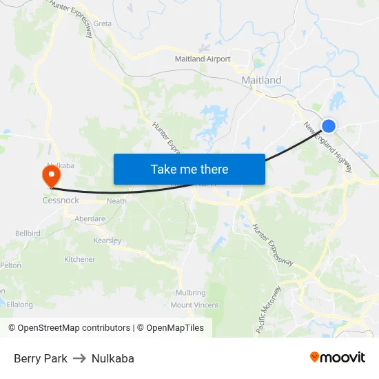 Berry Park to Nulkaba map