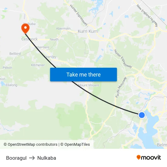 Booragul to Nulkaba map