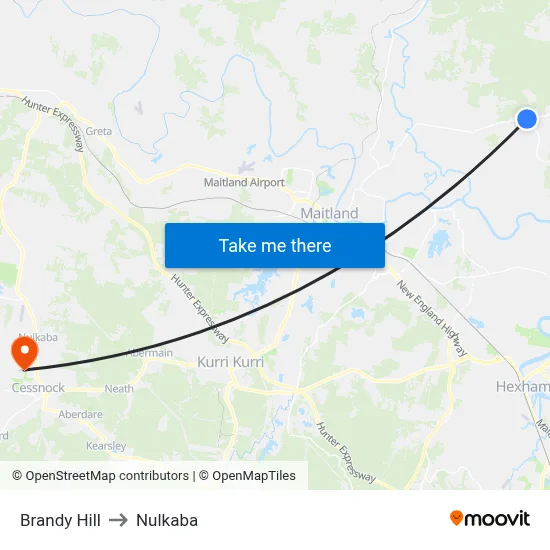 Brandy Hill to Nulkaba map