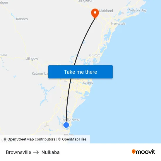 Brownsville to Nulkaba map