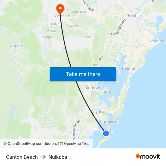 Canton Beach to Nulkaba map