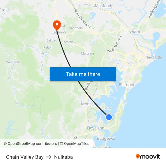 Chain Valley Bay to Nulkaba map