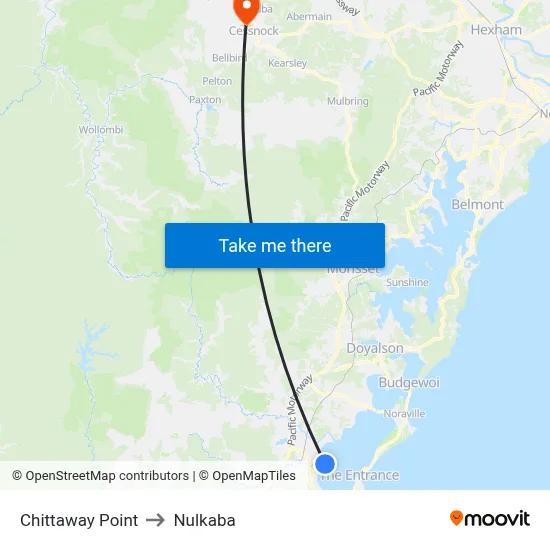 Chittaway Point to Nulkaba map