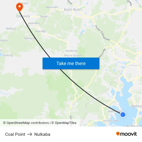 Coal Point to Nulkaba map