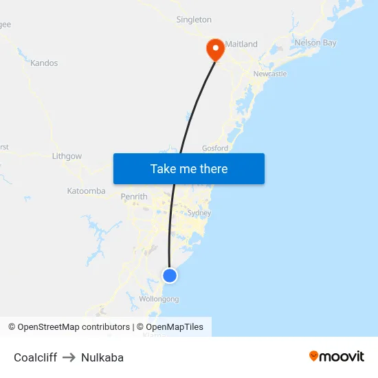 Coalcliff to Nulkaba map