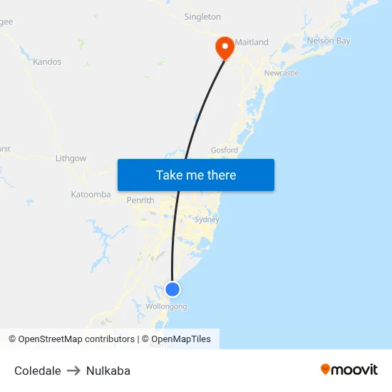Coledale to Nulkaba map