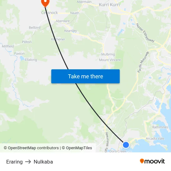 Eraring to Nulkaba map