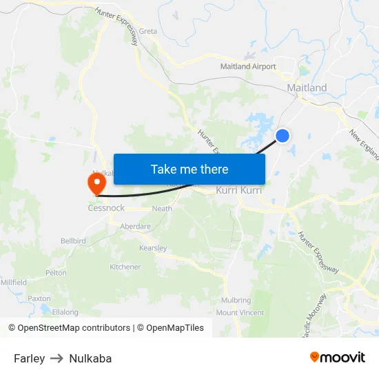 Farley to Nulkaba map