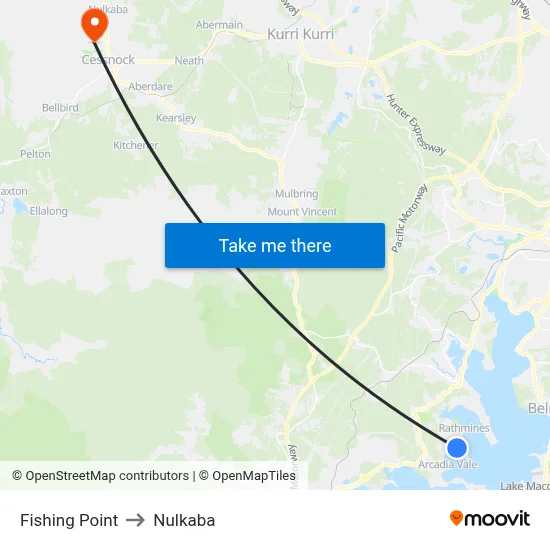 Fishing Point to Nulkaba map