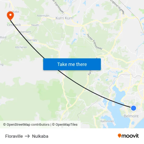 Floraville to Nulkaba map